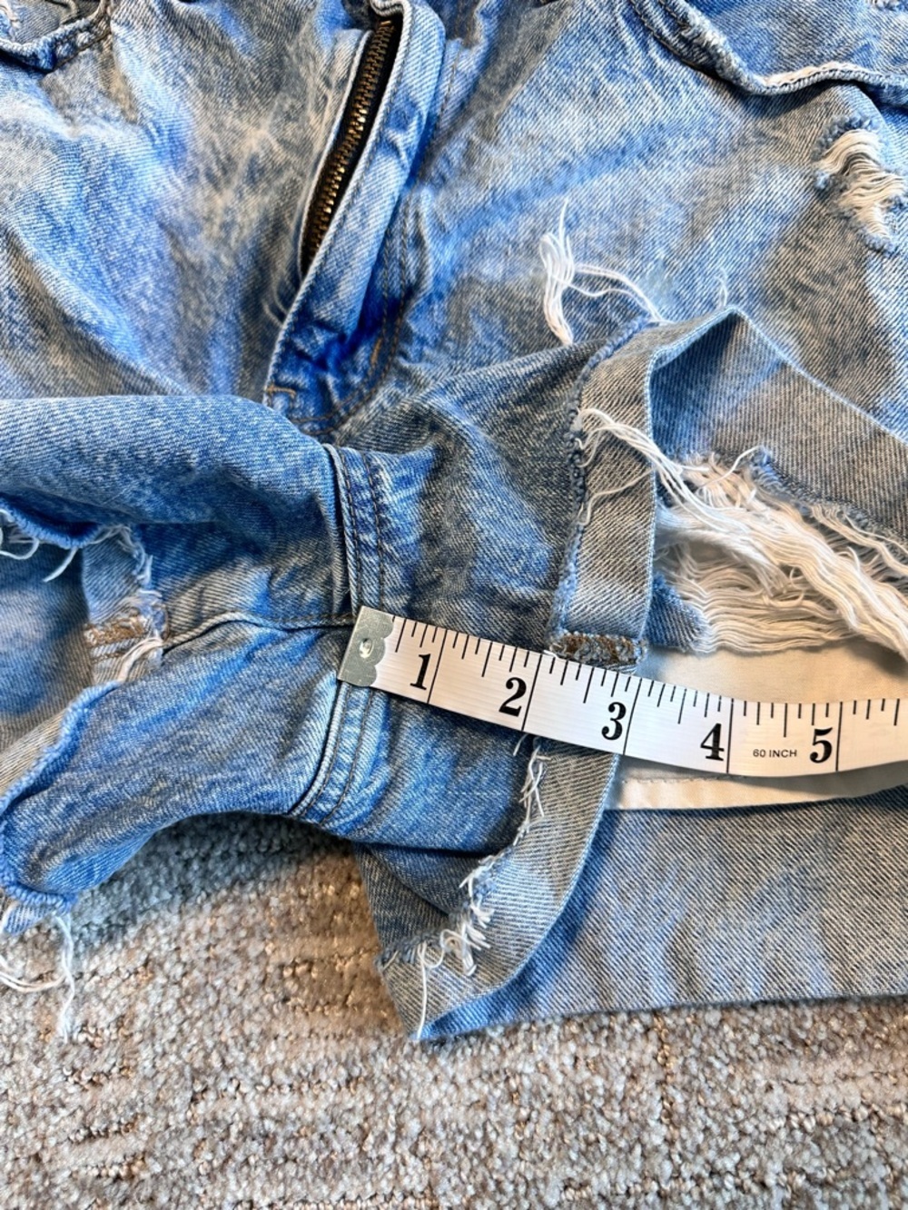 American Eagle High Rise Denim Shorts Size 10 Distressed Frayed Hem Blue - Picture 6 of 9